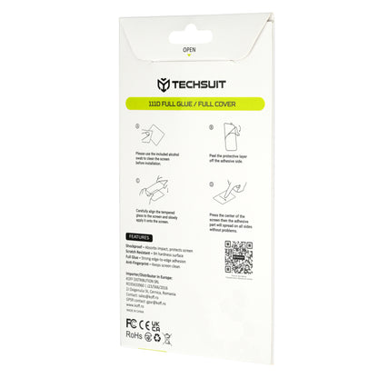 Techsuit Displayschutzfolie für Honor 600 Smart, gehärtetes Glas, Full Glue, 111D, Schwarz