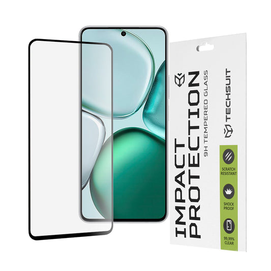 Techsuit Displayschutzfolie für Honor X9c Smart, gehärtetes Glas, Full Glue, 111D, Schwarz