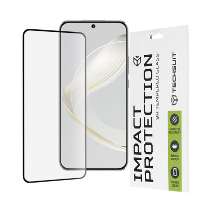 Techsuit Displayschutzfolie für Huawei nova 12s / nova 11, gehärtetes Glas, Full Glue, 111D, Schwarz