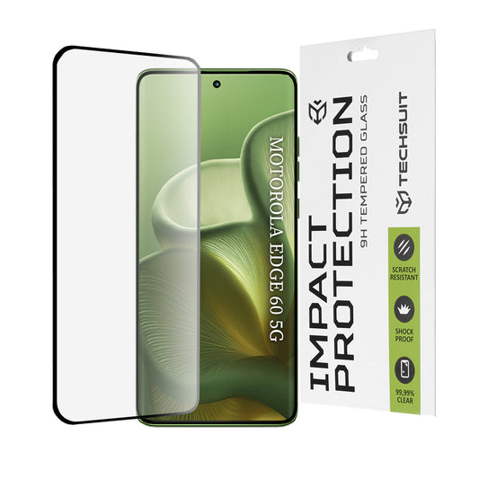 Techsuit Displayschutzfolie für Motorola Edge 60 Fusion / Edge 60, gehärtetes Glas, Full Glue, 111D, Schwarz