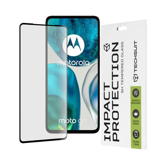 Techsuit Displayschutzfolie für Motorola Moto G52 / G82, gehärtetes Glas, Full Glue, 111D, Schwarz