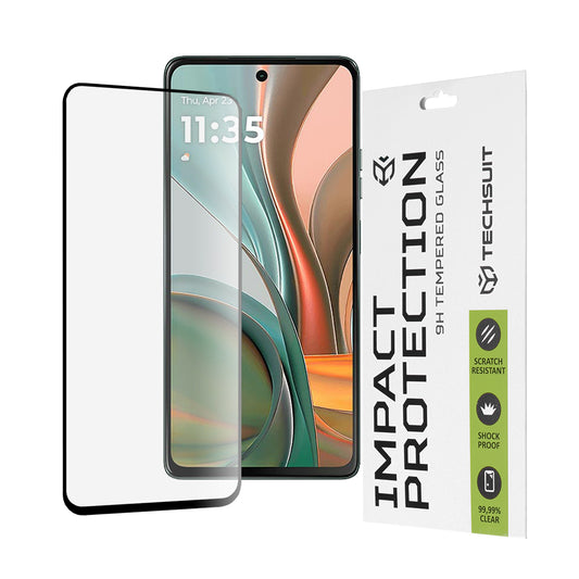 Techsuit Displayschutzfolie für Motorola Moto G75, gehärtetes Glas, Full Glue, 111D, Schwarz