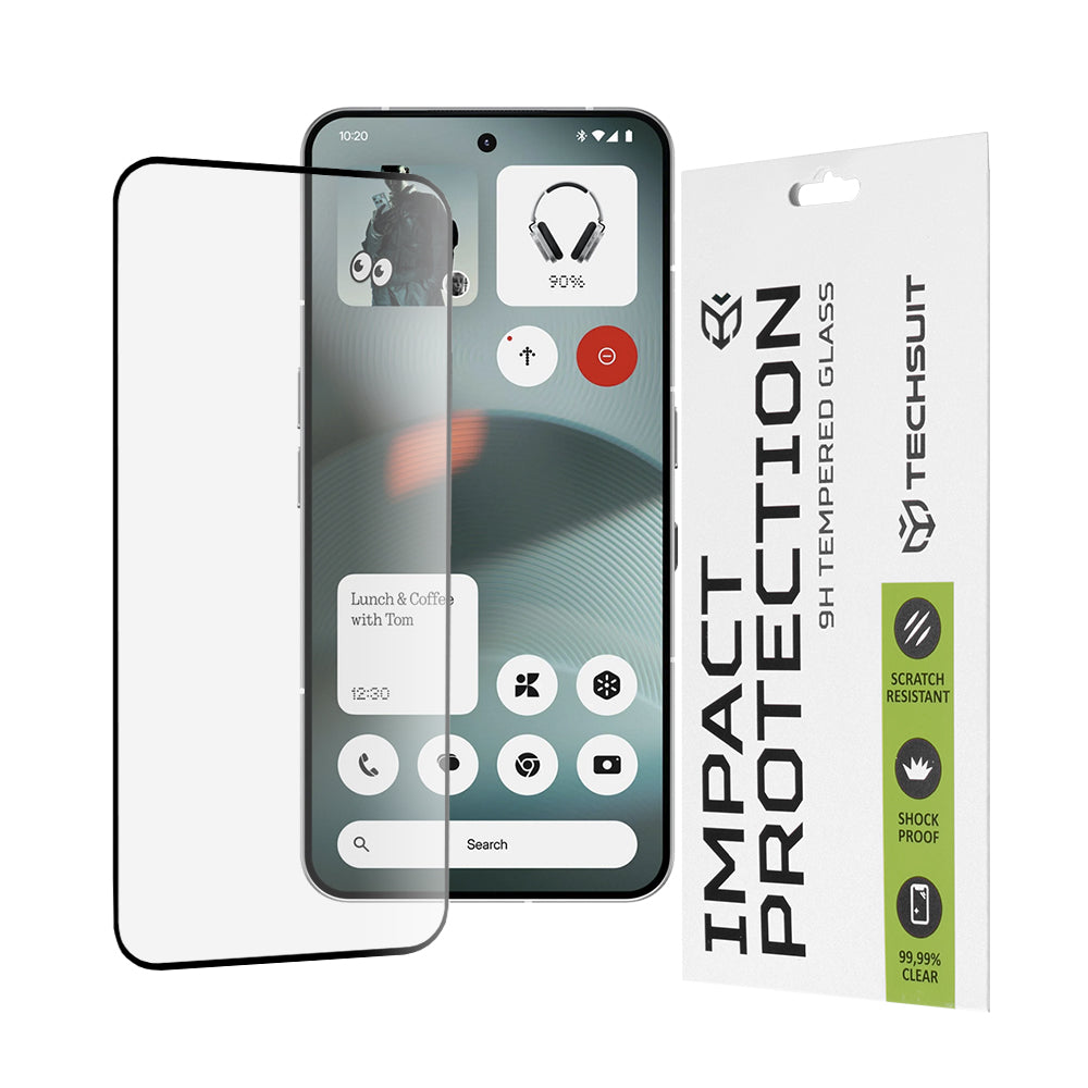 Techsuit Displayschutzfolie für Nothing Phone (3), gehärtetes Glas, Full Glue, 111D, Schwarz