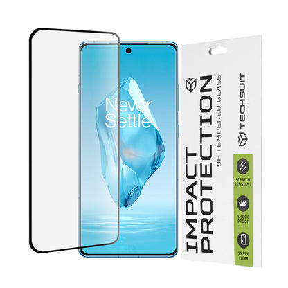 Techsuit Screen Protector Film for OnePlus 12R, Tempered Glass, Full Glue, 111D, Black