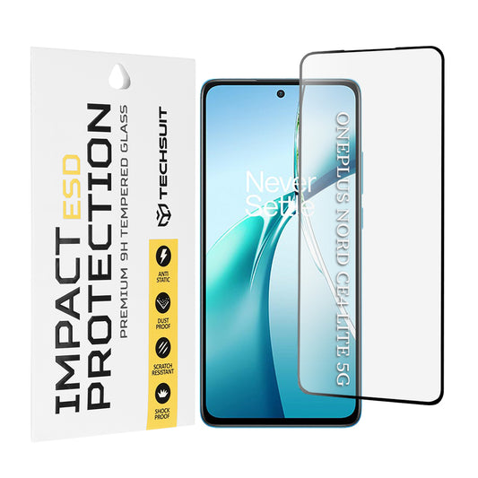 Techsuit Displayschutzfolie für OnePlus Nord CE4 Lite, gehärtetes Glas, Full Glue, Schwarz