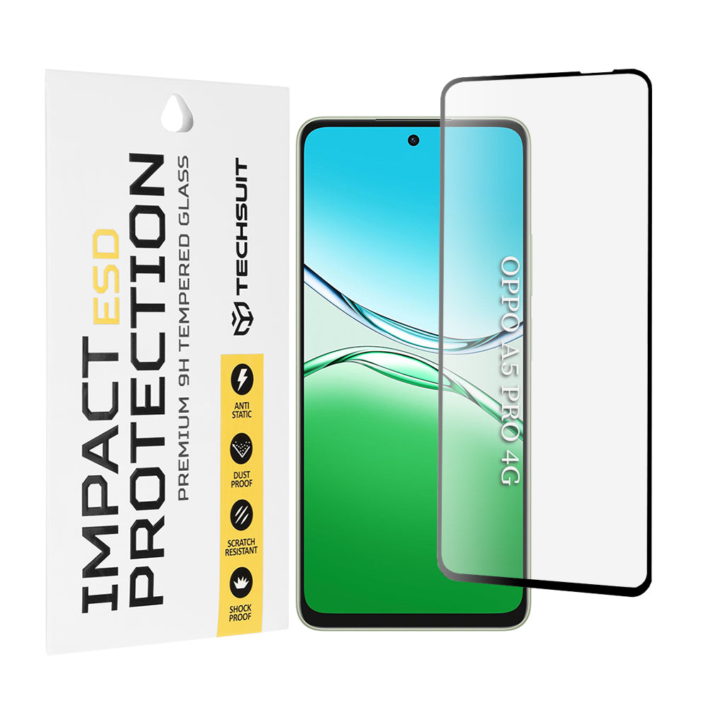Techsuit Screen Protector Film for Oppo A5 Pro 4G / A5 Pro, Tempered Glass, Full Glue, Black