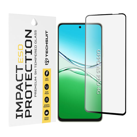 Techsuit Displayschutzfolie für Oppo A5 Pro 4G / A5 Pro, gehärtetes Glas, Full Glue, Schwarz
