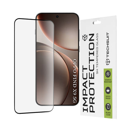 Schutzfolie Techsuit für Oppo Find X9, gehärtetes Glas, Full Glue, 111D, Schwarz