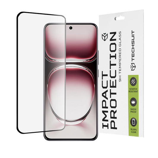 Techsuit Displayschutzfolie für Oppo Reno12 Pro, gehärtetes Glas, Full Glue, 111D, Schwarz