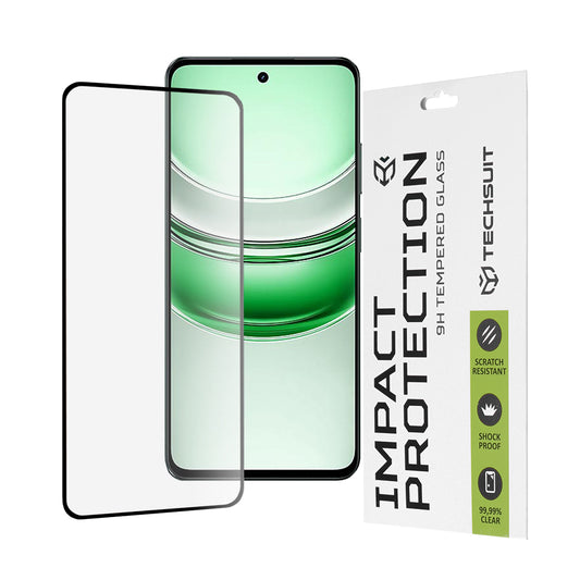 Techsuit Displayschutzfolie für Realme C71, gehärtetes Glas, Full Glue, 111D, schwarz