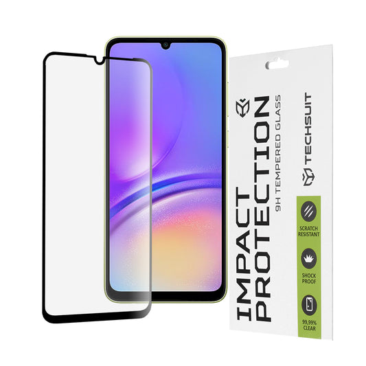 Techsuit Displayschutzfolie für Samsung Galaxy A05s A057 / A05 A055, gehärtetes Glas, Full Glue, 111D, Schwarz