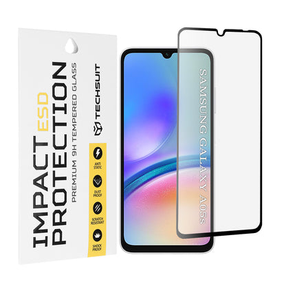 Techsuit Displayschutzfolie für Samsung Galaxy A05s A057, gehärtetes Glas, Full Glue, schwarz