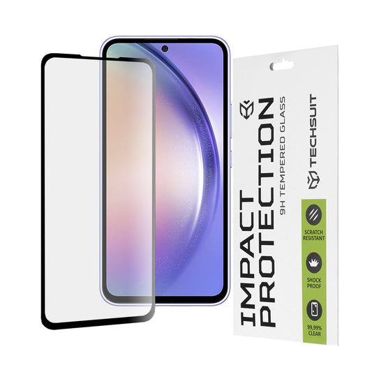 Techsuit Displayschutzfolie für Samsung Galaxy A54 A546, gehärtetes Glas, Full Glue, 111D, Schwarz