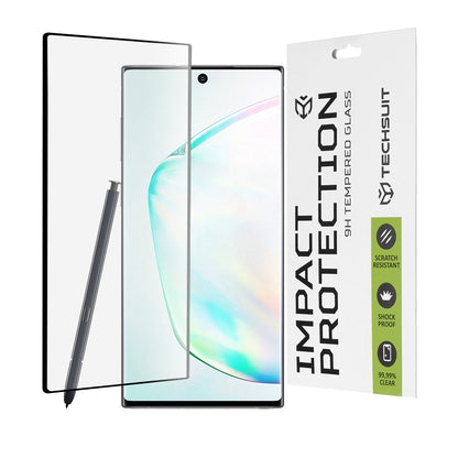 Techsuit Screen Protector Film for Samsung Galaxy Note 10+ 5G N976 / Note 10+ N975, Tempered Glass, Full Glue, 111D, Black