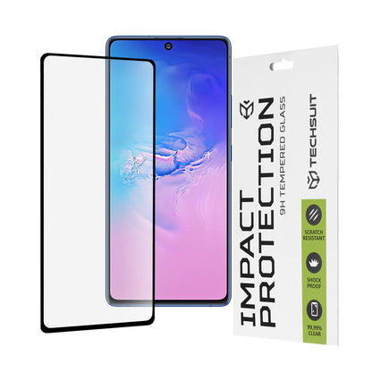 Techsuit Displayschutzfolie für Samsung Galaxy S10 Lite G770, gehärtetes Glas, Full Glue, 111D, Schwarz