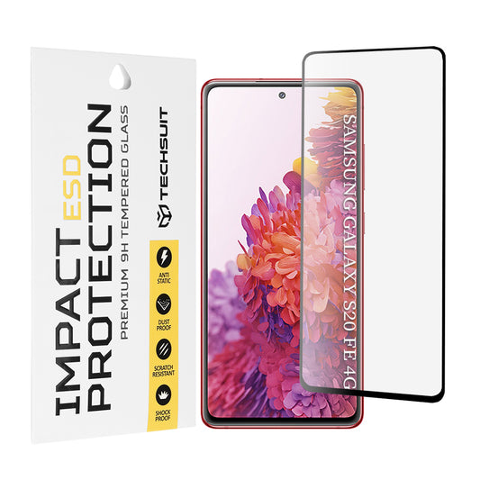 Techsuit Displayschutzfolie für Samsung Galaxy S20 FE 2022 G781 / S20 FE 5G G781 / S20 FE G780, gehärtetes Glas, Full Glue, Schwarz