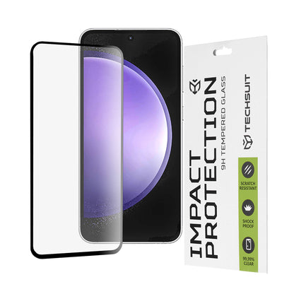 Techsuit Displayschutzfolie für Samsung Galaxy S23 FE S711, gehärtetes Glas, Full Glue, 111D, Schwarz