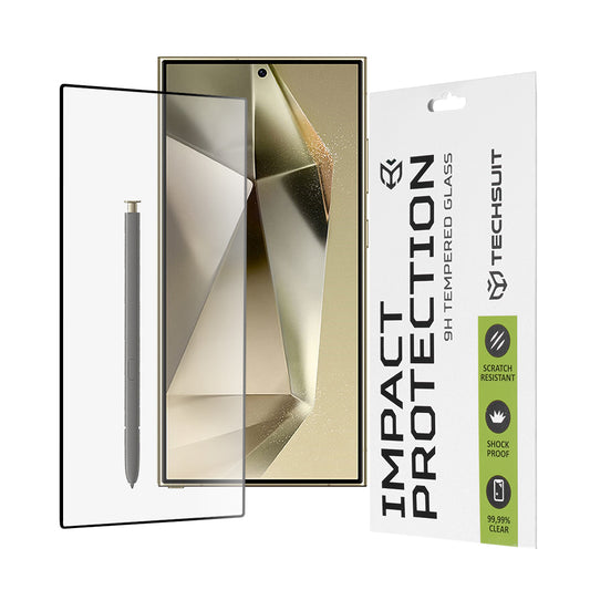 Techsuit Displayschutzfolie für Samsung Galaxy S24 Ultra S928, gehärtetes Glas, Full Glue, 111D, Schwarz