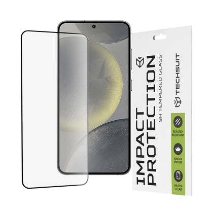 Techsuit Displayschutzfolie für Samsung Galaxy S25 S931 / S24 S921, gehärtetes Glas, Full Glue, 111D, Schwarz