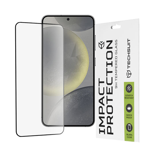 Techsuit Displayschutzfolie für Samsung Galaxy S25 S931 / S24 S921, gehärtetes Glas, Full Glue, 111D, Schwarz