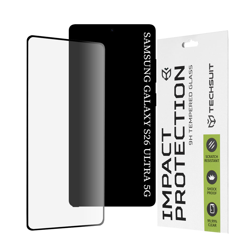 Displayschutzfolie Techsuit für Samsung Galaxy S26 Ultra, gehärtetes Glas, Full Glue, 111D, Schwarz