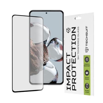 Techsuit Displayschutzfolie für Xiaomi 12T / 12T Pro, gehärtetes Glas, Full Glue, 111D, Schwarz
