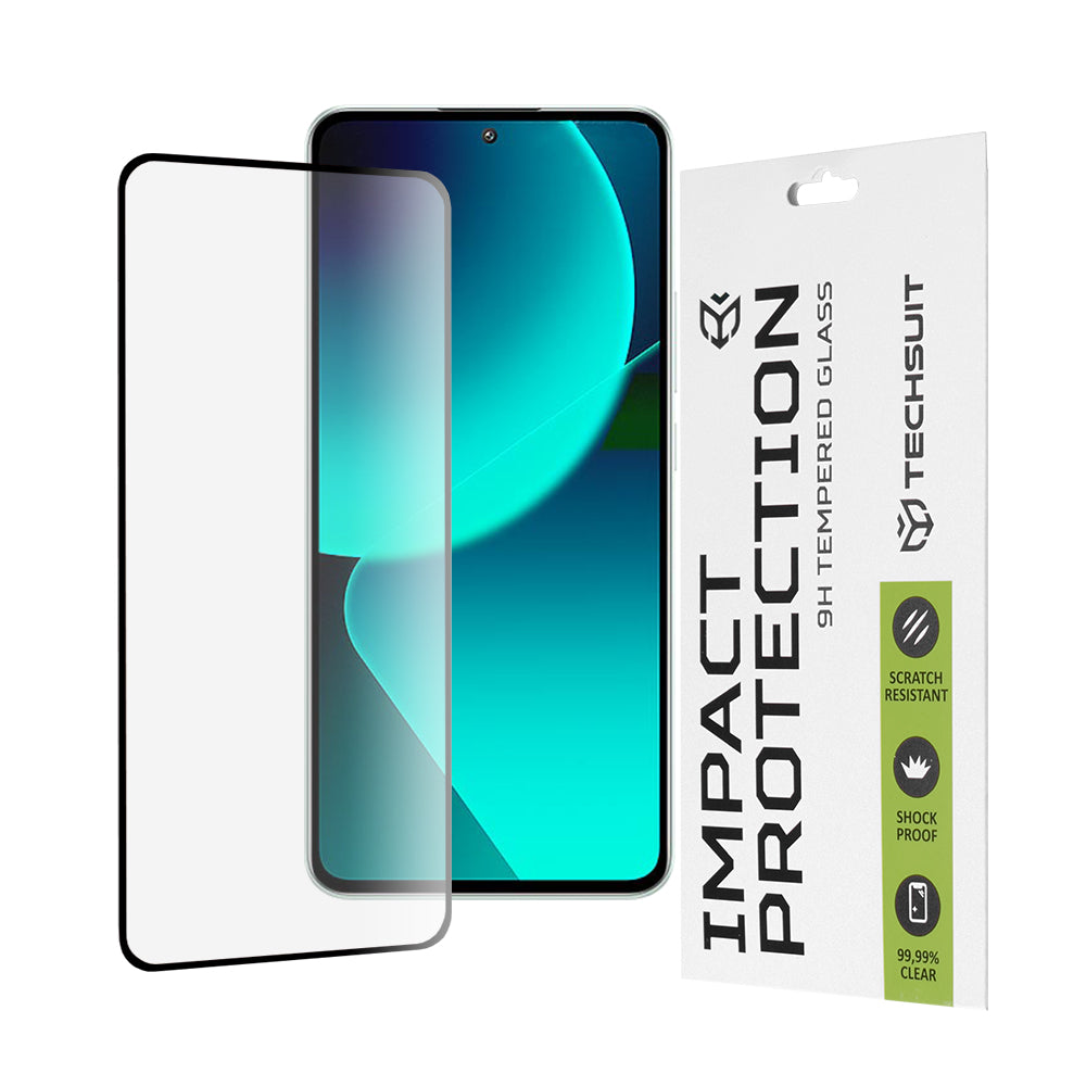 Techsuit Displayschutzfolie für Xiaomi 13T Pro / 13T, gehärtetes Glas, Full Glue, 111D, Schwarz