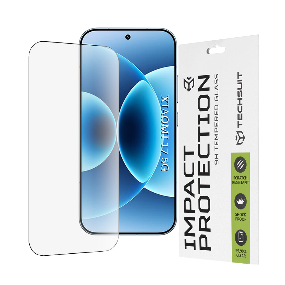 Displayschutzfolie Techsuit für Xiaomi 17, Gehärtetes Glas, Vollkleber, 111D, Schwarz