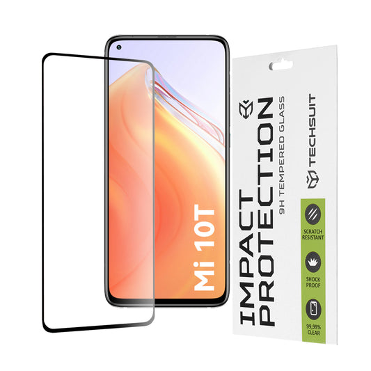 Techsuit Displayschutzfolie für Xiaomi Mi 10T 5G / 10T Pro 5G, gehärtetes Glas, Full Glue, 111D, Schwarz
