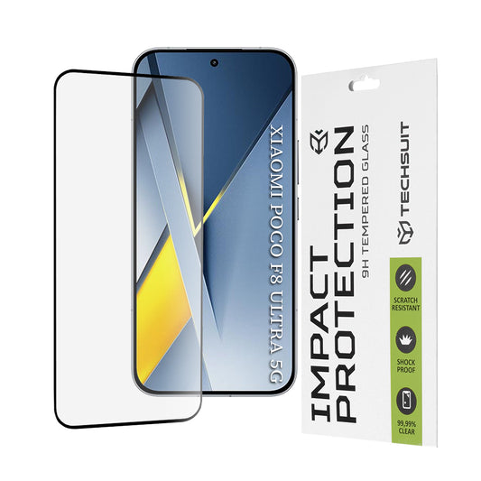 Schutzfolie Techsuit für Xiaomi Poco F8 Ultra, gehärtetes Glas, Full Glue, 111D, Schwarz