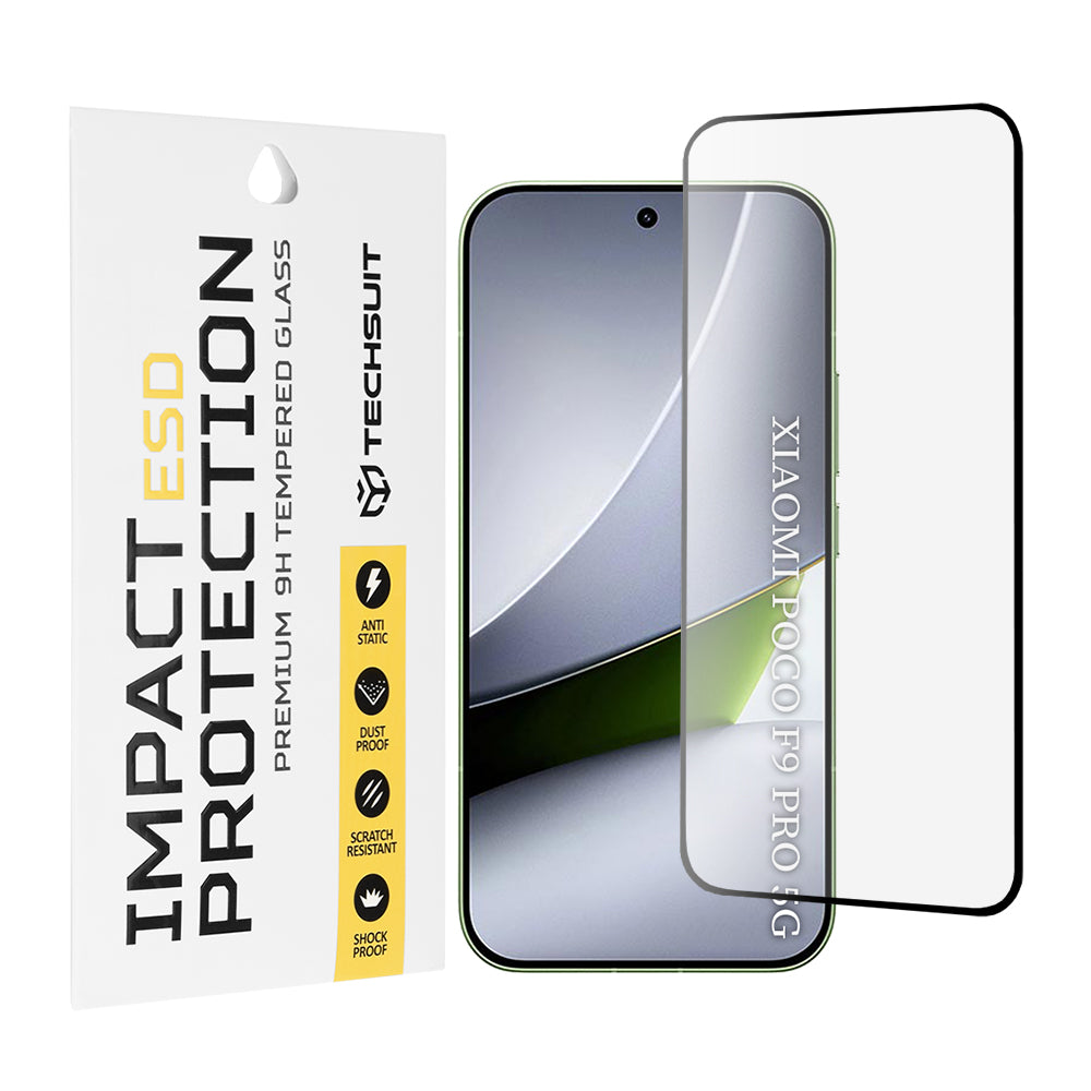 Techsuit Displayschutzfolie für Xiaomi Poco F9 Pro, gehärtetes Glas, Full Glue, Schwarz