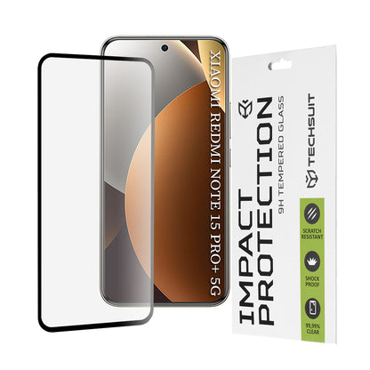 Schutzfolie Techsuit für Xiaomi Poco M8 Pro / Redmi Note 15 Pro+ 5G, gehärtetes Glas, Full Glue, 111D, Schwarz