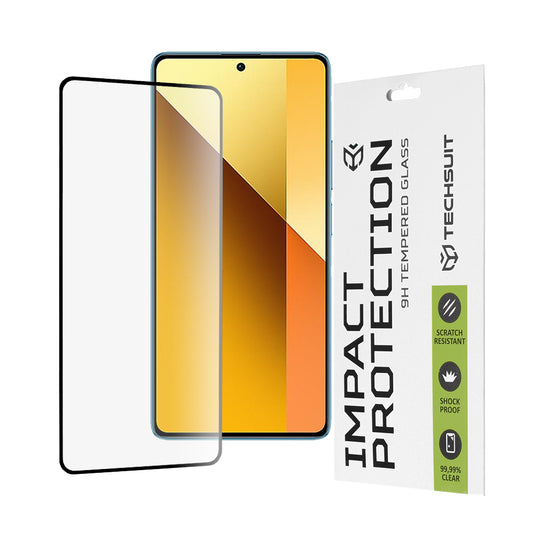 Techsuit Displayschutzfolie für Xiaomi Redmi Note 13 5G, gehärtetes Glas, Full Glue, 111D, Schwarz