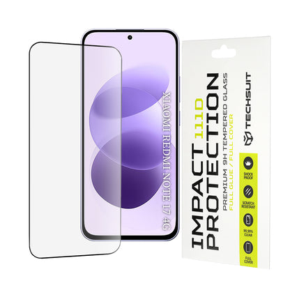 Techsuit Displayschutzfolie für Xiaomi Redmi Note 17 4G / Note 17 5G, gehärtetes Glas, Full Glue, 111D, Schwarz
