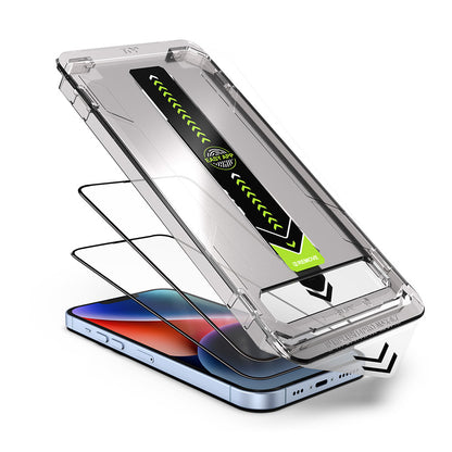 Techsuit TitanGlass Displayschutzfolie für Apple iPhone 15 Pro Max, Sicherheitsglas, Vollkleber, 2er-Set, Schwarz