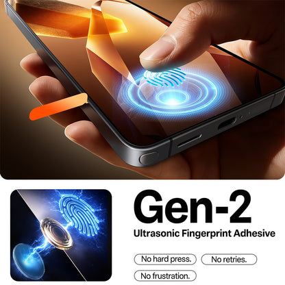 Schutzfolie Torras GlassGo Install Master für Samsung Galaxy S26, gehärtetes Glas, vollflächiger Kleber, transparent