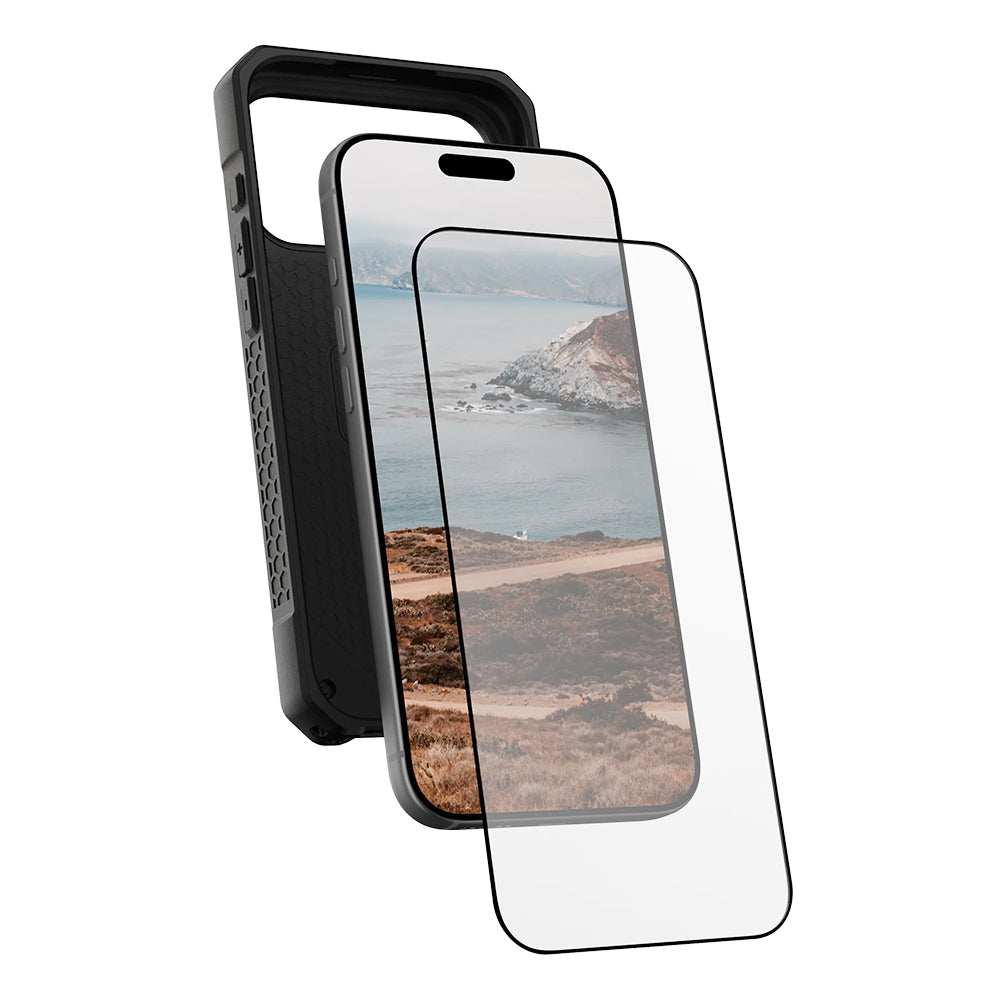 Displayschutzfolie Urban Armor Gear Shield für Apple iPhone 17 Pro, Gehärtetes Glas, Vollverklebung, Schwarz