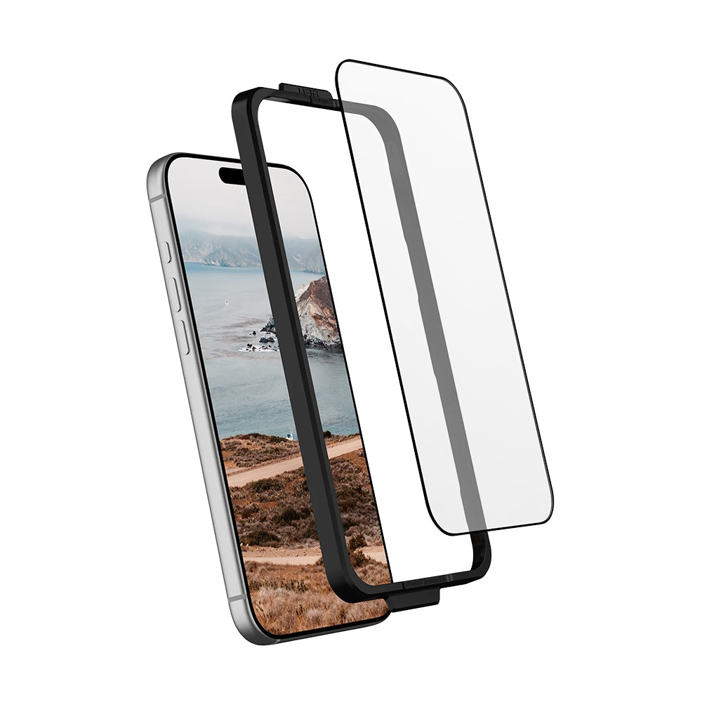 Displayschutzfolie Urban Armor Gear Shield für Apple iPhone 17 Pro, Gehärtetes Glas, Vollverklebung, Schwarz