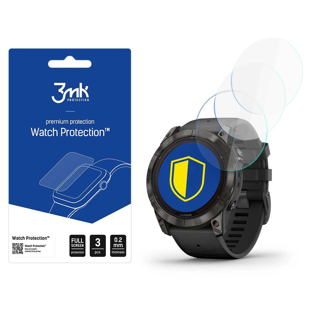 3MK FlexibleGlass Schutzfolie für Garmin Fenix 7X Pro Solar, 3er Set, Flexibles Glas