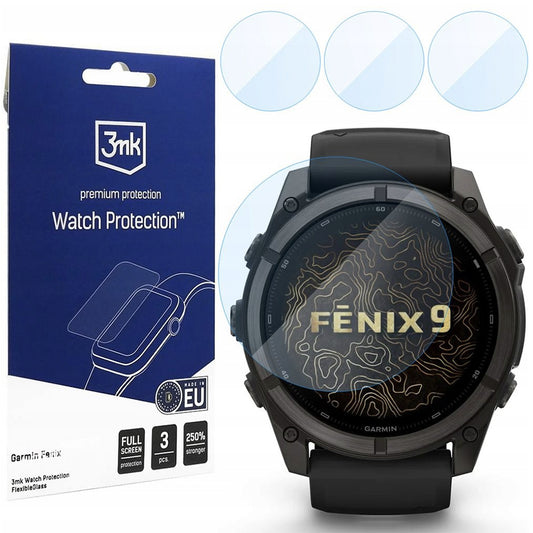 3MK FlexibleGlass Schutzfolie für Garmin Fenix 9 51mm, 3er Set, Flexibles Glas