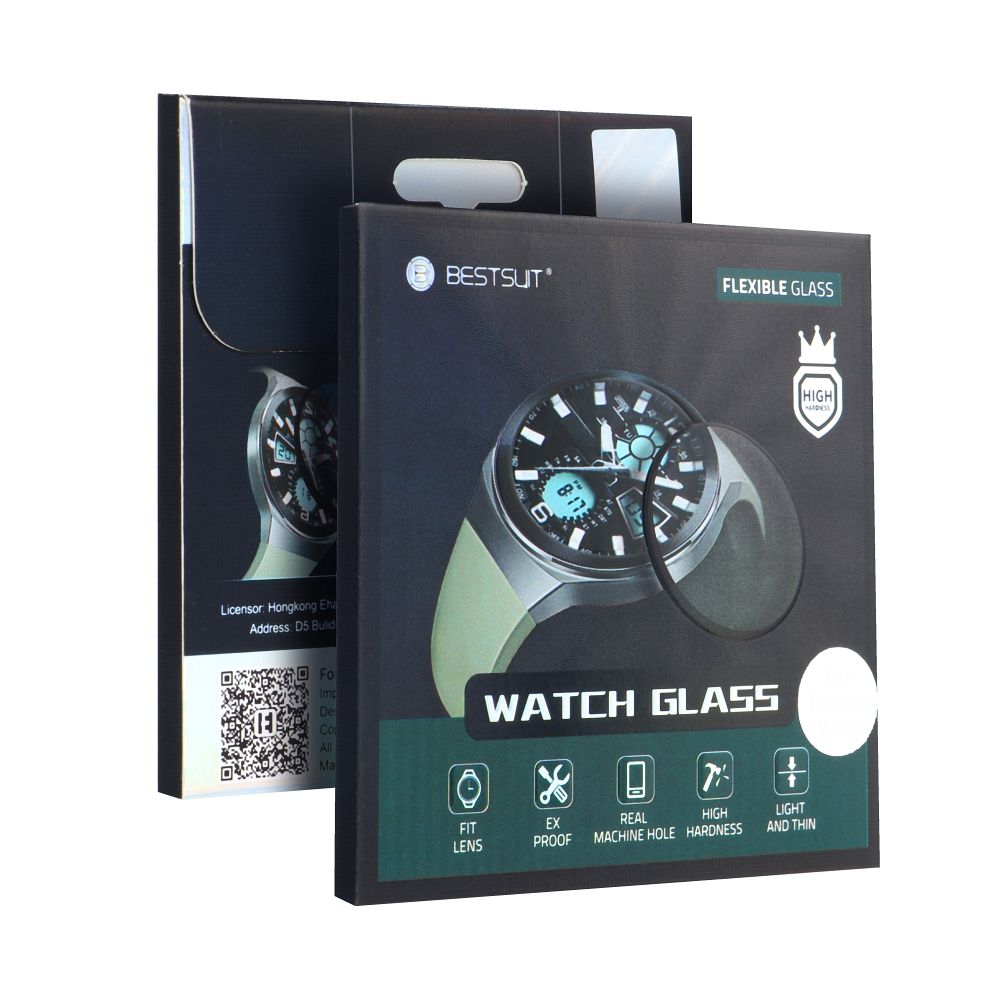 Bestsuit Schutzhülle für Apple Watch 9/8 45mm Serie, flexibles Glas, schwarz 
