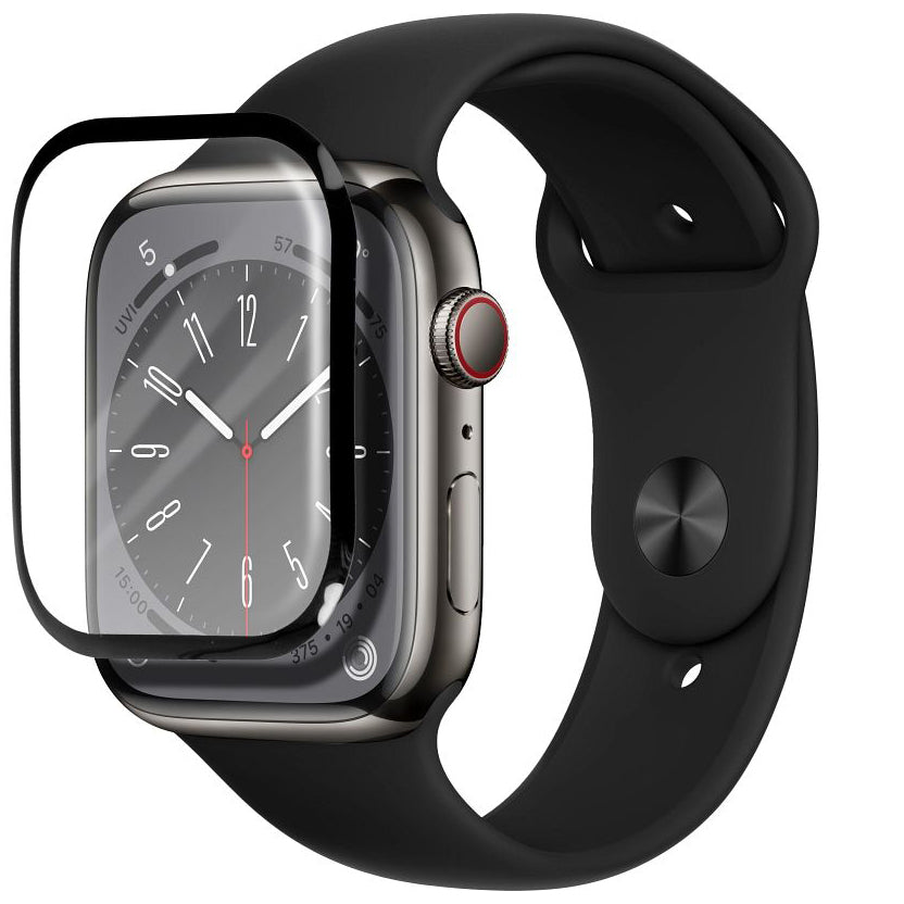 Bestsuit Schutzhülle für Apple Watch 9/8 41mm Serie, flexibles Glas, schwarz 