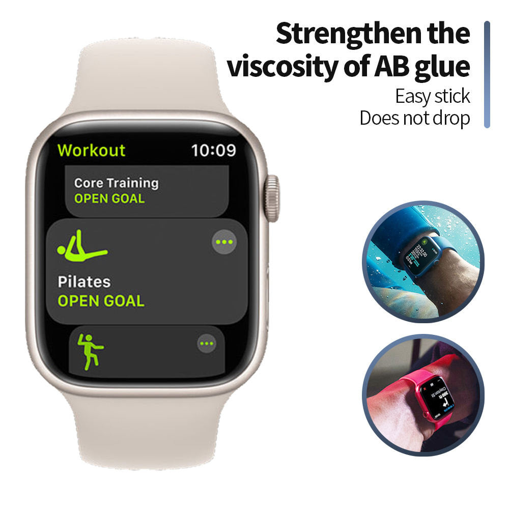 Blueo High Molecule Schutzfolie für Apple Watch 8 / 7 45mm Serie, gehärtetes Glas, schwarz