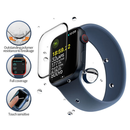 Blueo High Molecule Schutzfolie für Apple Watch 8 / 7 45mm Serie, gehärtetes Glas, schwarz