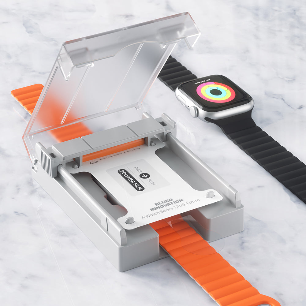 Blueo High Molecule Schutzfolie für Apple Watch 8 / 7 45mm Serie, gehärtetes Glas, schwarz
