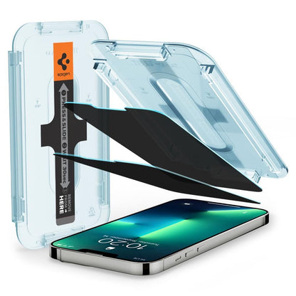 Schutzfolie Privacy Spigen GlastR EZ FIT für Apple iPhone 14 Plus / 13 Pro Max, gehärtetes Glas, Vollverklebung, Set 2 Stück