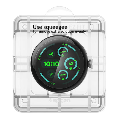 Schutzfolie Spigen Elite Shield EZ FIT für Google Pixel Watch 41mm Series, 2er Set, Gehärtetes Glas, Transparent AFL08524