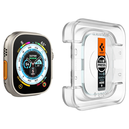 Spigen GlastR EZ FIT Schutzfolie für Apple Watch Ultra Series, 2er-Set, gehärtetes Glas AGL05556