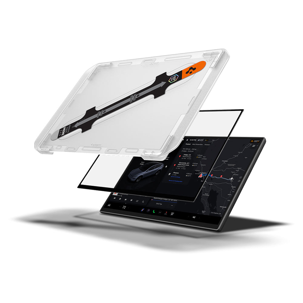 Spigen GlastR EZ FIT Anti-Glare Schutzfolie für Tesla Y 2026 Premium / Performance Navigation, gehärtetes Glas AGL10819