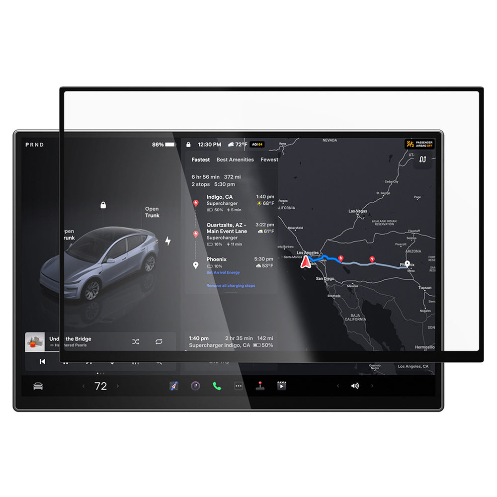 Spigen GlastR EZ FIT Anti-Glare Schutzfolie für Tesla Y 2026 Premium / Performance Navigation, gehärtetes Glas AGL10819